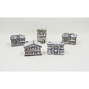 Miniature Pottery Stoneware Ceramic White Houses Buildings Made In Japan Set 5